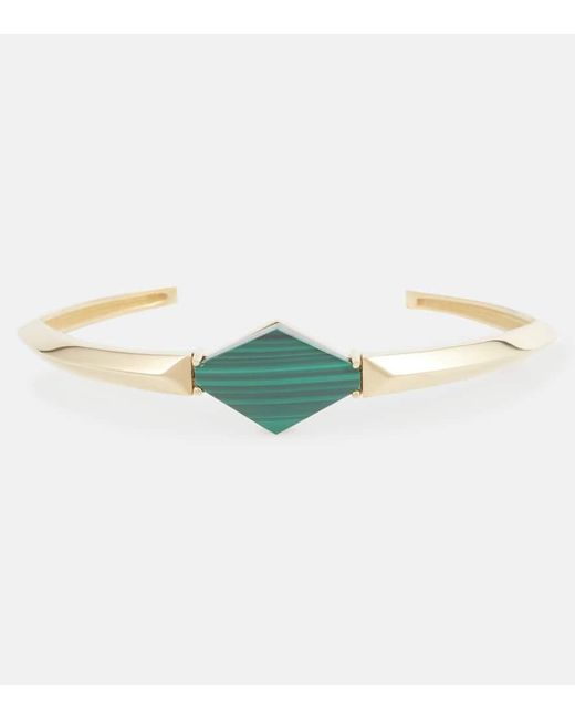 Aliita Green Armreif Deco Rombo Aus 9Kt Gelbgold Mit Malachit
