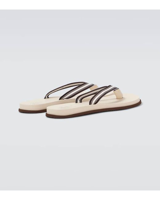 Brunello Cucinelli White Leather-Trimmed Slippers for men