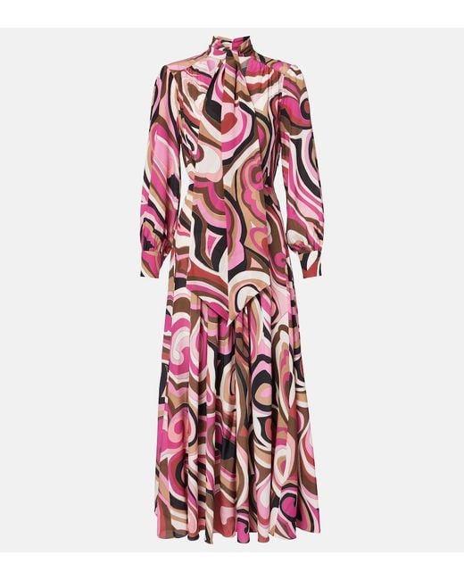 Rixo Red Marigold Silk Crepe De Chine Midi Dress