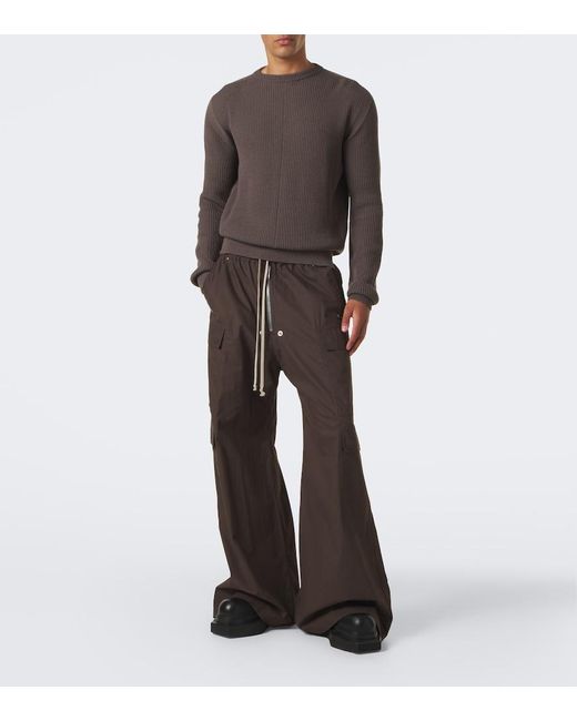 Rick Owens Brown Ribbed-Knit Virgin Wool Sweater for men