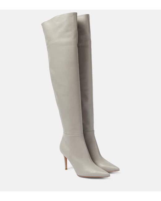 Gianvito Rossi Gray Jules Leather Over-the-knee Boots
