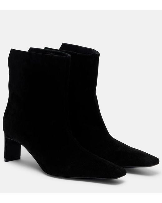 Khaite Black Ona 55 Suede Ankle Boots