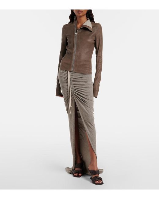 Rick Owens Brown Gary Leather Jacket