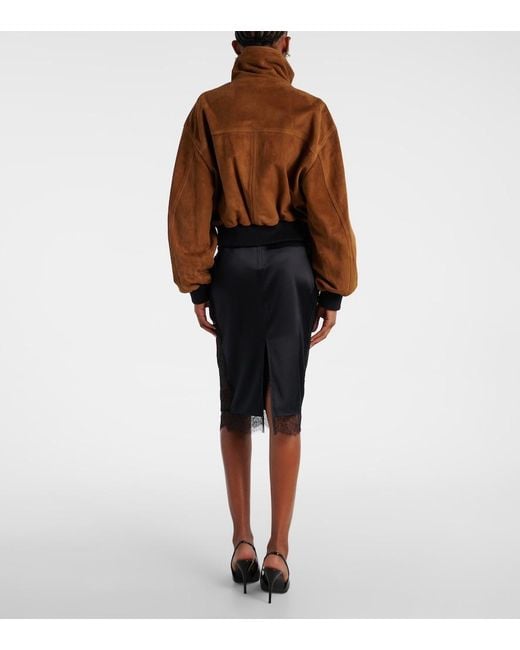 Nour Hammour Brown Briar Suede Bomber Jacket