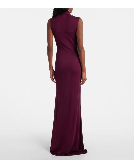 Alaïa Purple Bow-Detail Halterneck Jersey Gown