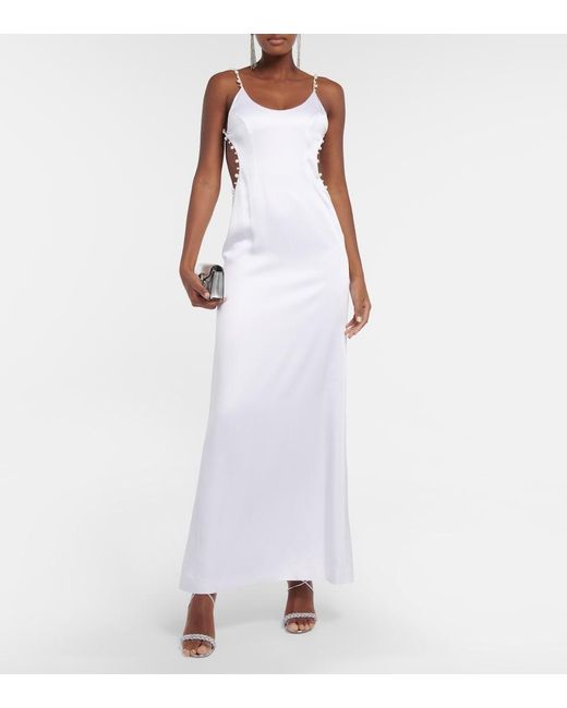 Galvan White Bridal Pearled Cove Cutout Gown
