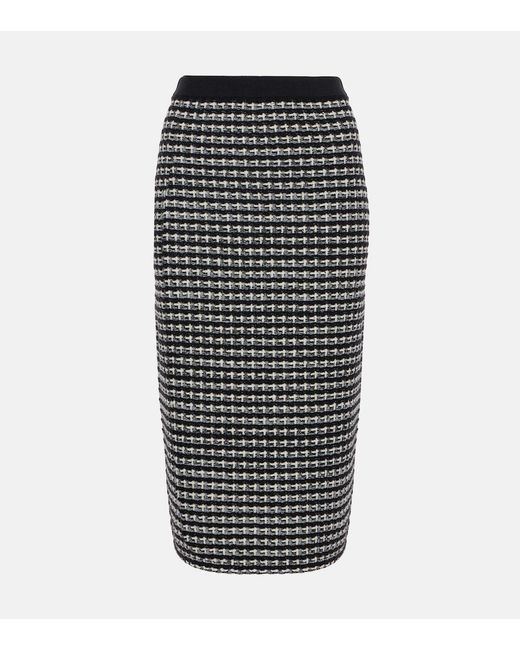 Tory Burch Black Wool And Cotton-Blend Jacquard Midi Skirt