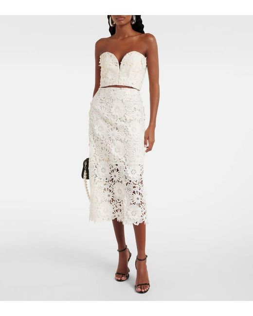 ROTATE BIRGER CHRISTENSEN White Bridal Lace Pencil Skirt