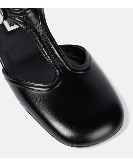 Jil Sander Black Mary-Jane-Ballerinas Aus Leder