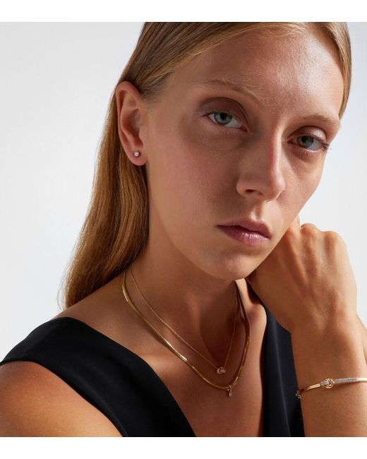 STONE AND STRAND White 14Kt Earrings With Diamonds