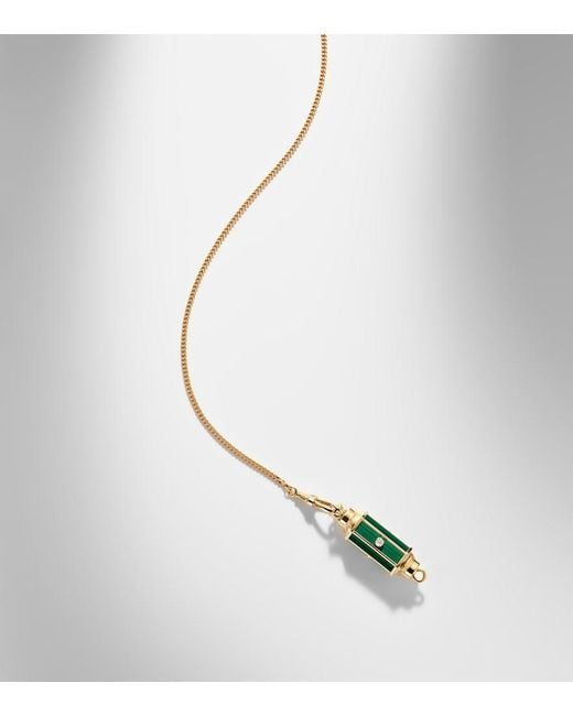 Marie Lichtenberg Metallic Baby Locket 18Kt Pendant Necklace With Malachite And Diamonds