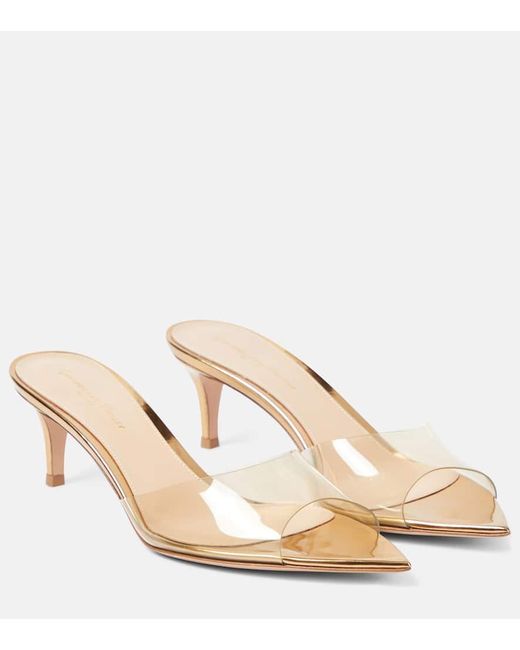Gianvito Rossi Natural Elle 55 Pvc And Patent Leather Mules