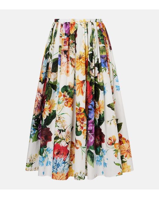 Dolce & Gabbana Multicolor High-Waisted Skirt With A Floral Bouquet Print