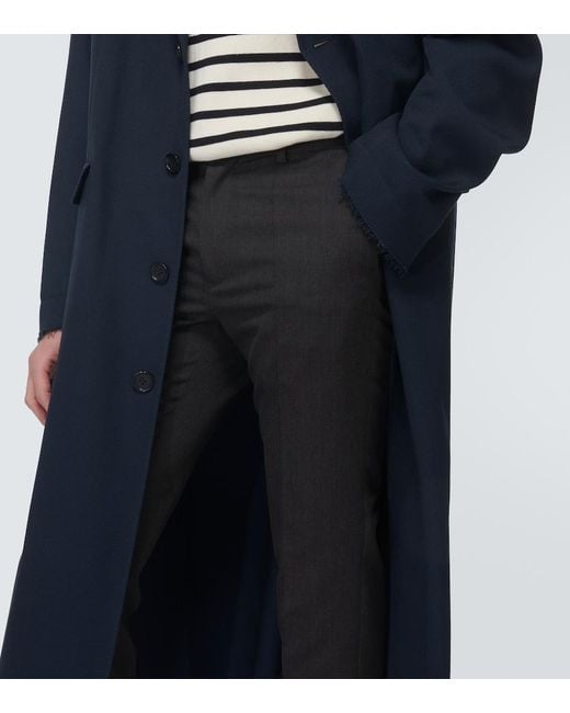 Undercover Blue Low-Rise Wool Slim Pants for men