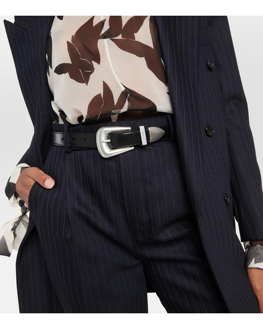 Saint Laurent Black Logo-Engraved Leather Belt