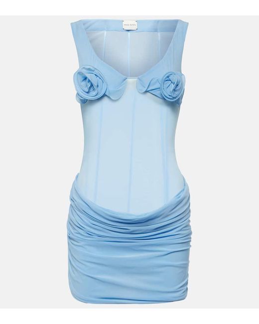Miniabito in jersey con applicazioni floreali di Magda Butrym in Blue