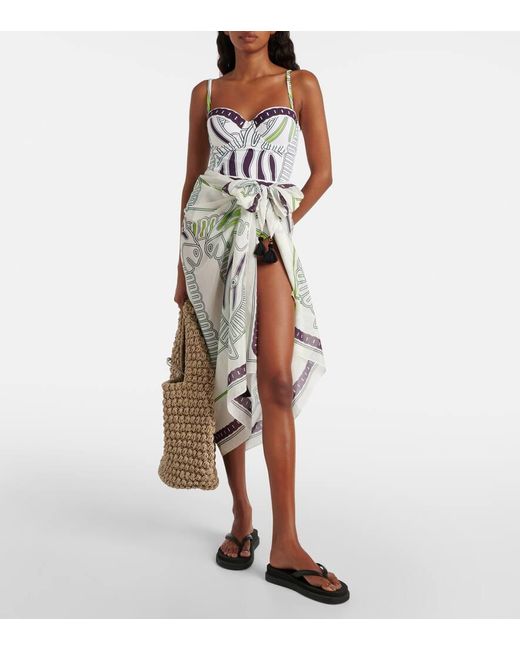 Tory Burch Multicolor Printed Cotton And Silk Beach Cover-up