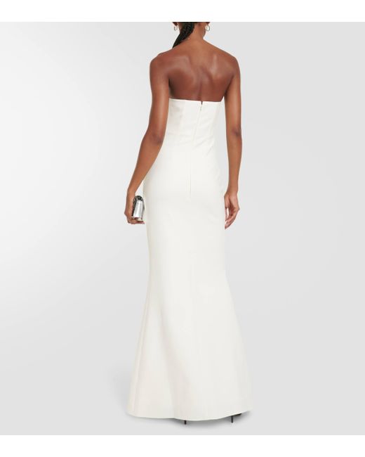 Safiyaa White Bridal Strapless Crepe Gown