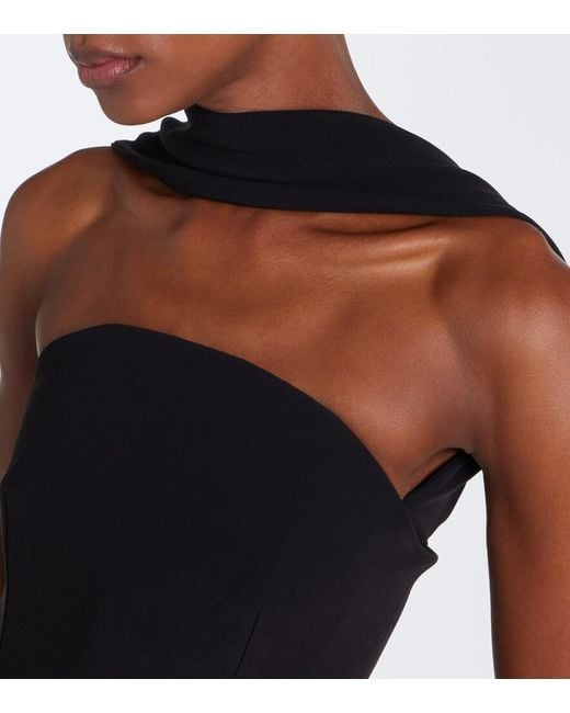 Roland Mouret Black Scarf-Detail Crepe Corset Top