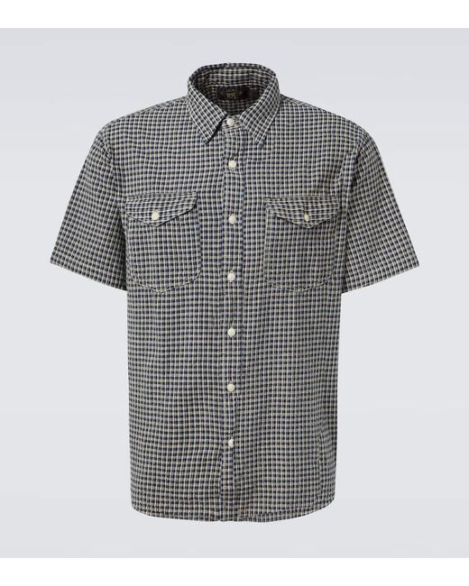 Camisa De Algodon Y Lino A Cuadros RRL de hombre de color Black