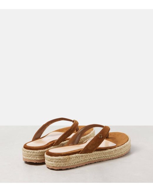 Gianvito Rossi Brown Suede Espadrille Thong Sandals