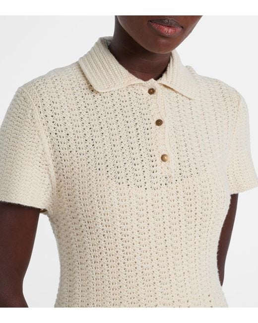 Loro Piana Natural Arola Knitted Cotton Polo Dress