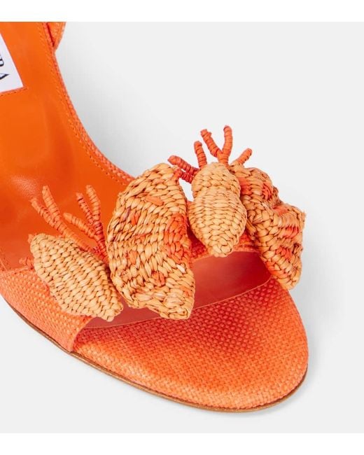 Aquazzura Orange Marea 50 Applique Leather-Trimmed Sandals