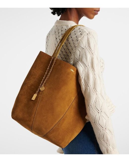 Chloé Brown Spin Medium Suede Tote Bag