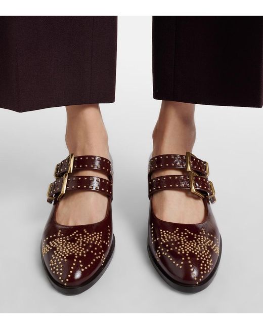 Chloé Brown Susanna 40 Studded Leather Mary Jane Pumps