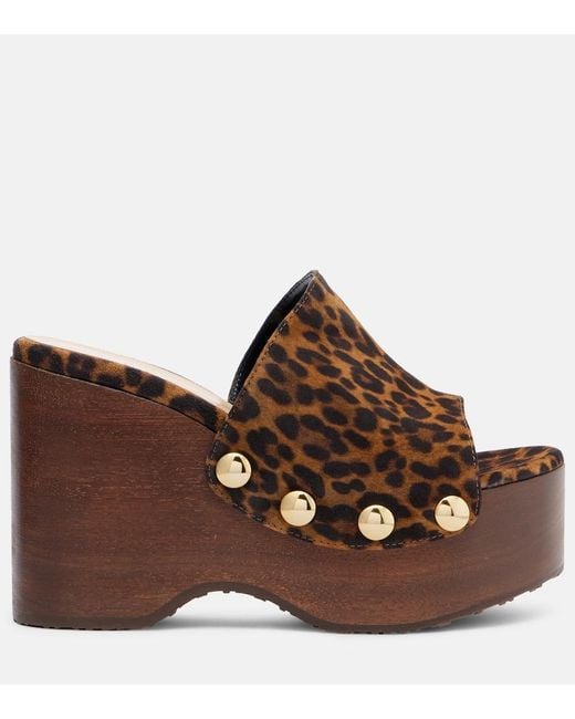 Gianvito Rossi Brown Ardea Leopard-Print Suede Wedge Mules