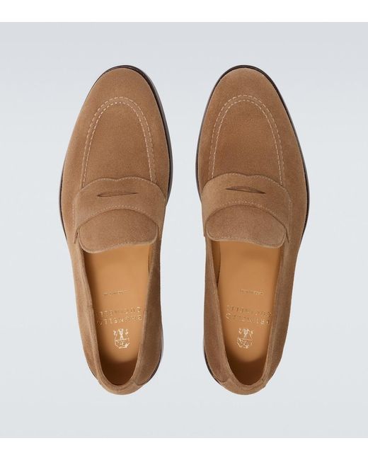 Brunello Cucinelli Natural Suede Penny Loafers for men