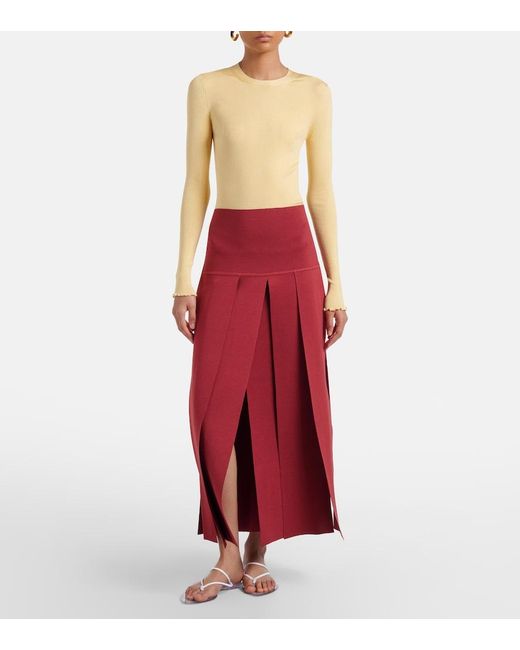Alaïa Yellow Ribbed-Knit Silk-Blend Top