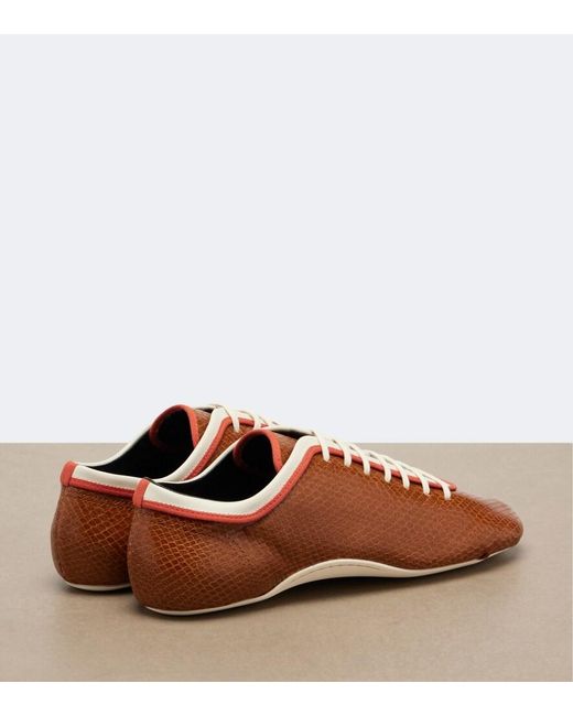Dries Van Noten Brown Snake-Effect Leather Sneakers