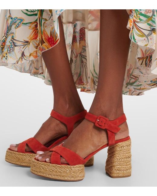 Christian Louboutin Red Calakala Suede Espadrille Sandals