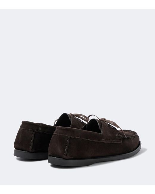 Saman Amel Black City Moc Suede Boat Shoes for men