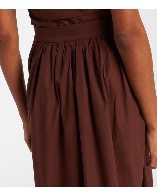 Adriana Degreas Brown Pleated Cotton Maxi Skirt