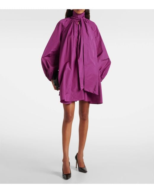 Max Mara Purple Garibo Bow-Detail Taffeta Minidress