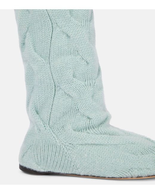 Loro Piana Blue Cocooning Cable-knit Sock Boots