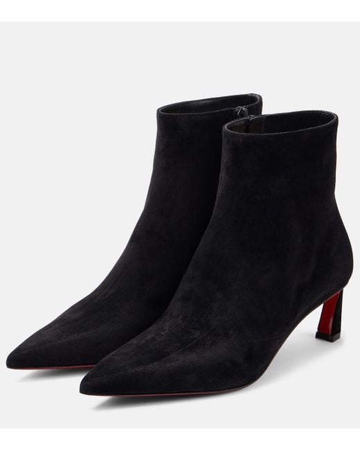 Christian Louboutin Black Condora Booty 55 Ankle Boots Aus Veloursleder