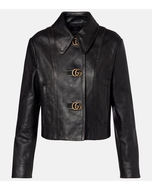 Gucci Black Double G Leather Jacket