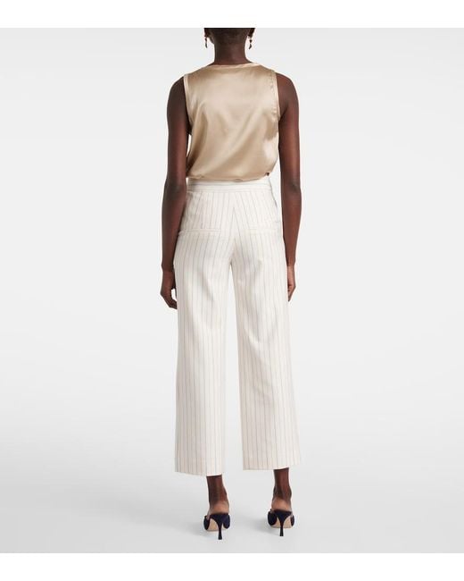 Veronica Beard White Brixton Striped Wide-Leg Pants