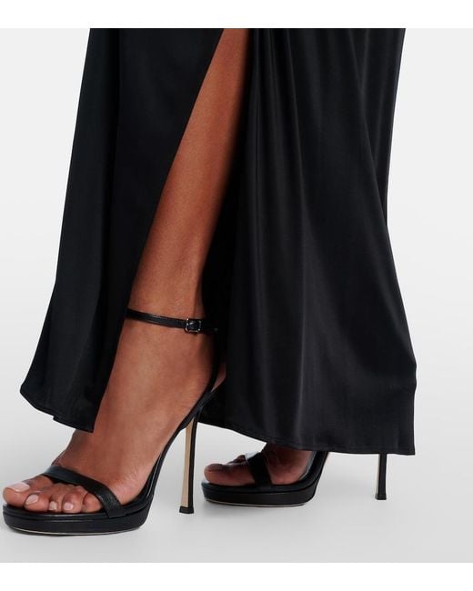 Jimmy Choo Black Moza Leather Platform Sandals