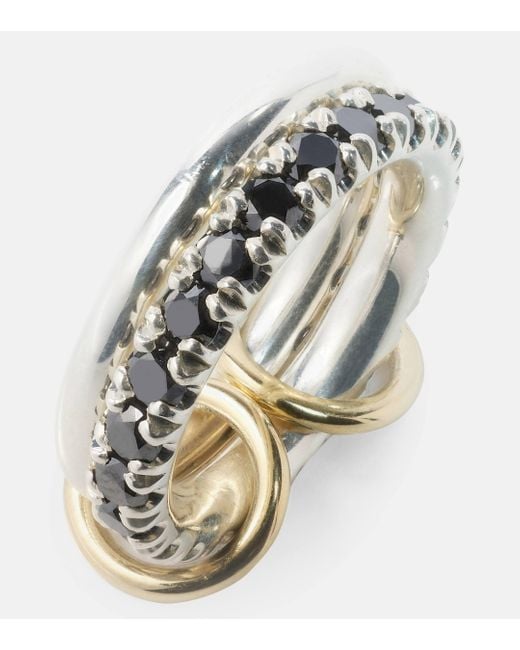 Bague Enzo SG Noir en argent sterling, or 18 ct et diamants noirs Spinelli Kilcollin en coloris Metallic
