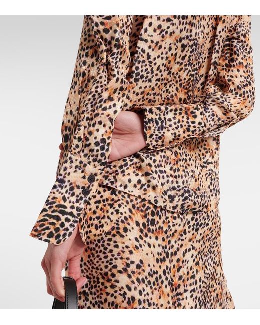 Isabel Marant Brown Lamia Leopard-Print Ruffled Blouse