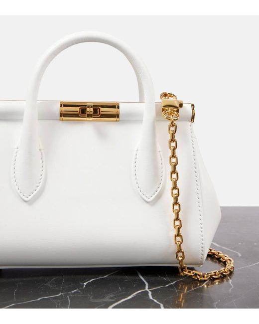 Dolce & Gabbana White Tote Bag Marlene Small Aus Leder