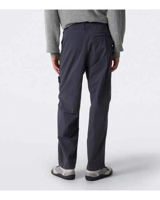 Stone Island Blue Compass Badge Cotton-Blend Cargo Pants for men
