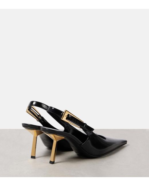 Saint Laurent Black Lee Leather Slingback Pump