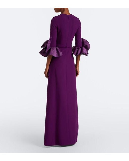 Safiyaa Purple Belen Crepe Belted Gown