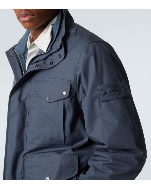Stone Island Blue Compass Cotton Canvas Field Jacket for men