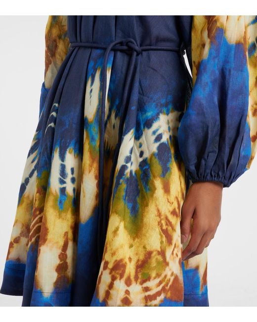 ALÉMAIS Blue Martine Printed Ramie Minidress